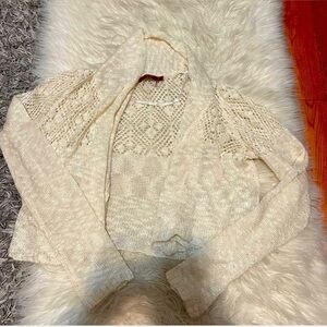 Cream Knit Open Cardigan
